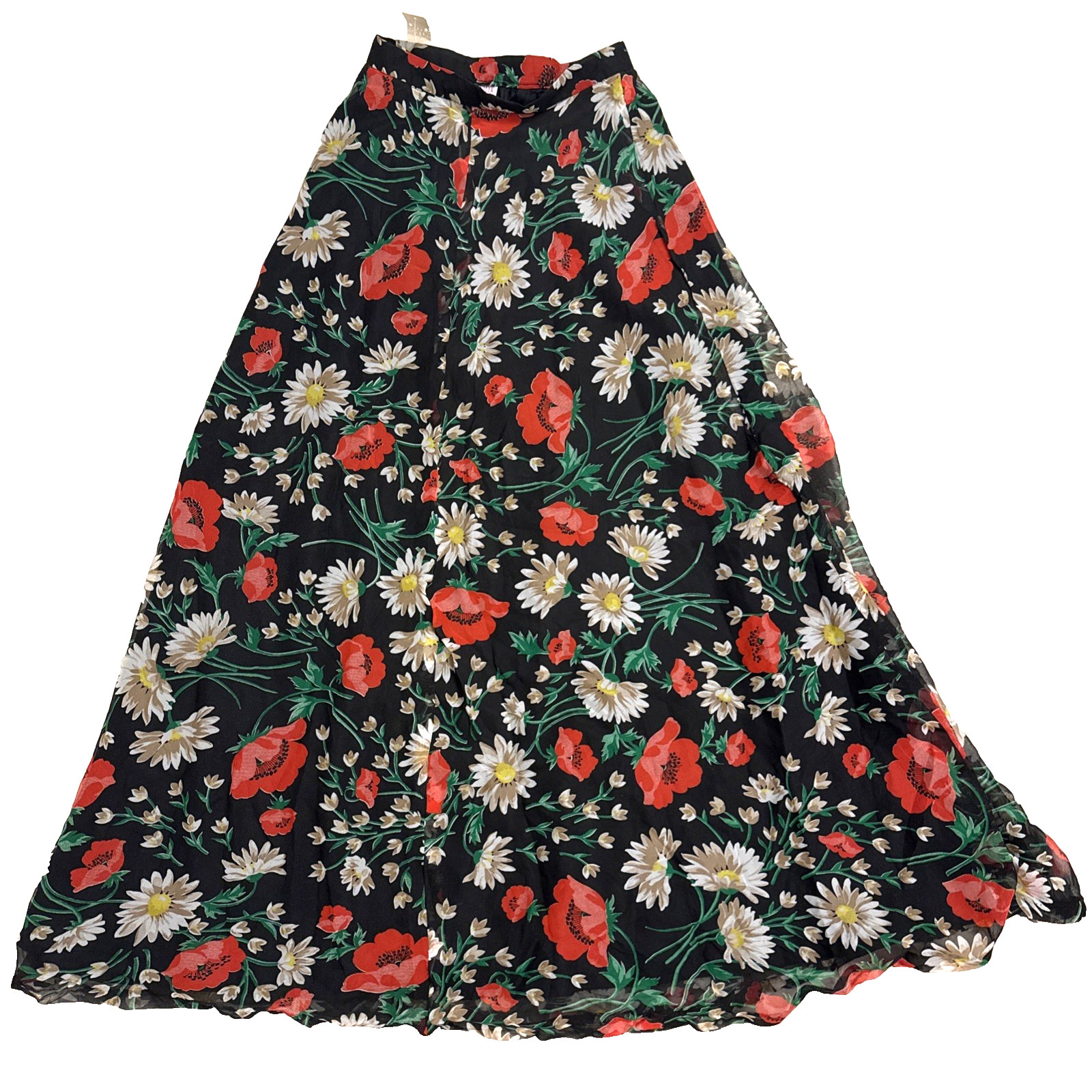 Vintage 70s 1970s daisies and poppies floral print long skirt Irene Kasmer CA Vintage 70s 1970s daisies and poppies floral print long skirt Irene Kasmer CA