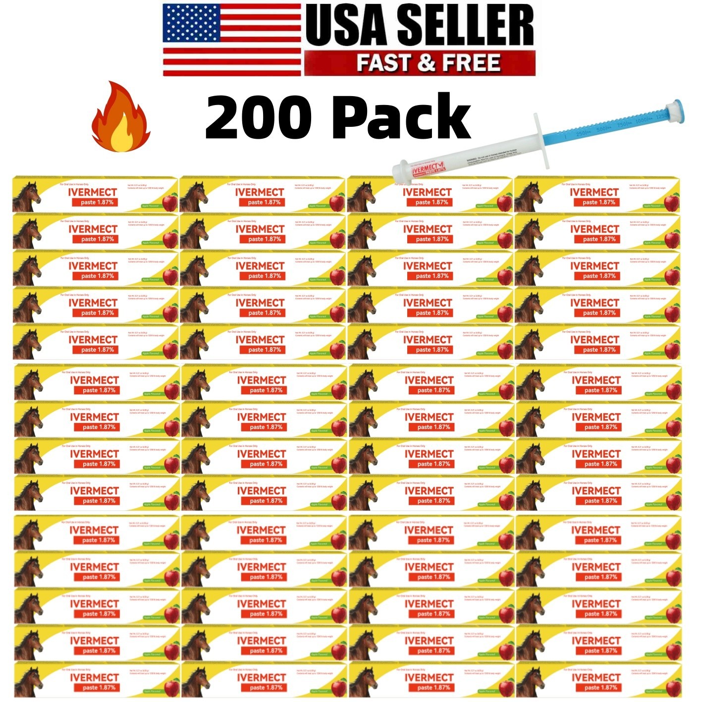 200 Pack In Box Paste Horse Dewormer Apple Flavor wormer EXP 1/2028