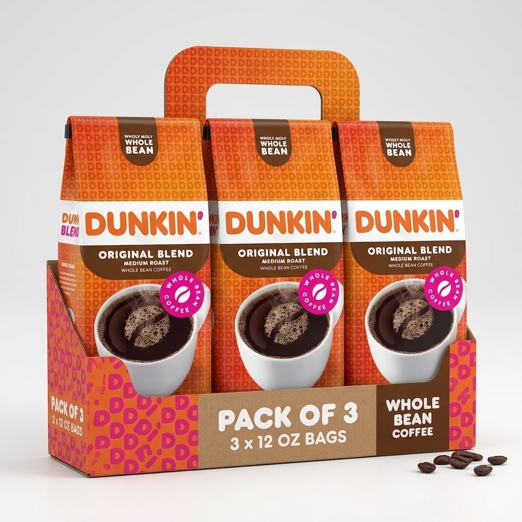(Pack Of 3) Dunkin’ Original Blend Medium Roast Ground Coffee, 12 oz Bag (Pack Of 3) Dunkin’ Original Blend Medium Roast Ground Coffee, 12 oz Bag