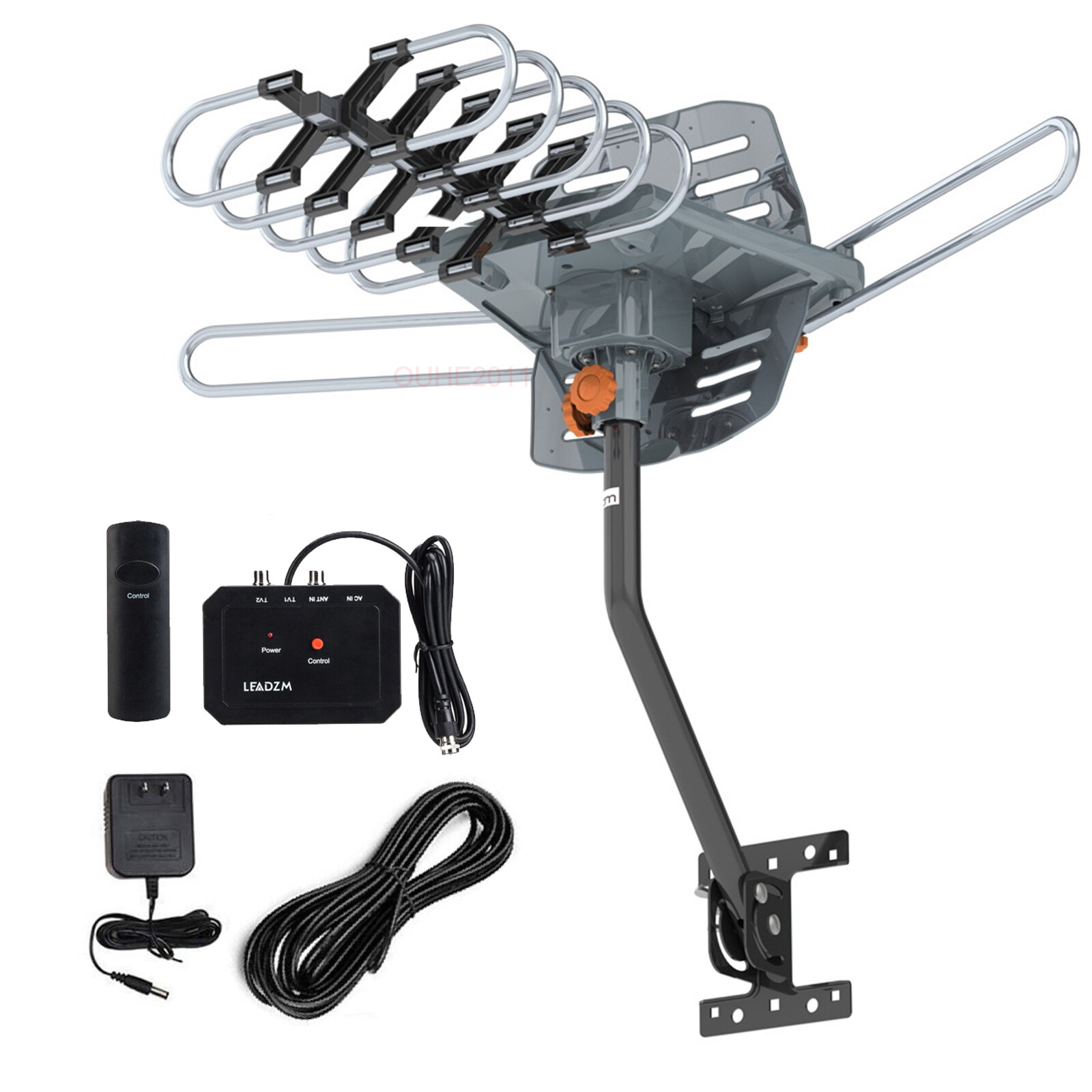 990 Mile Outdoor TV Antenna Motorized Amplified V/UHF HDTV 1080P 4K 360° Rotate