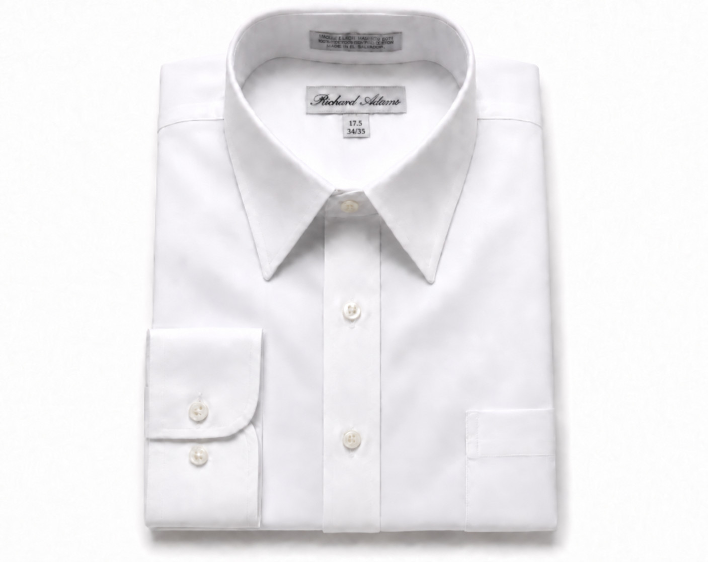 Richard Adams Men\'s Dress Shirt | 17.5 34/35 | White | Self Tucking | Regular