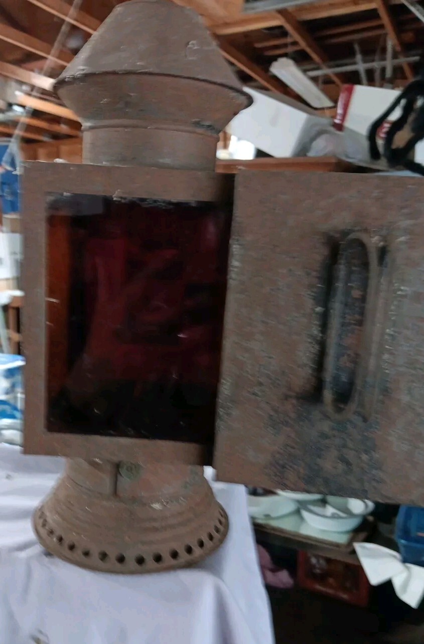 Antique dk room Lantern with three colored glass panels Antique, Rare, Cabin Antique dk room Lantern with three colored glass panels Antique, Rare, Cabin