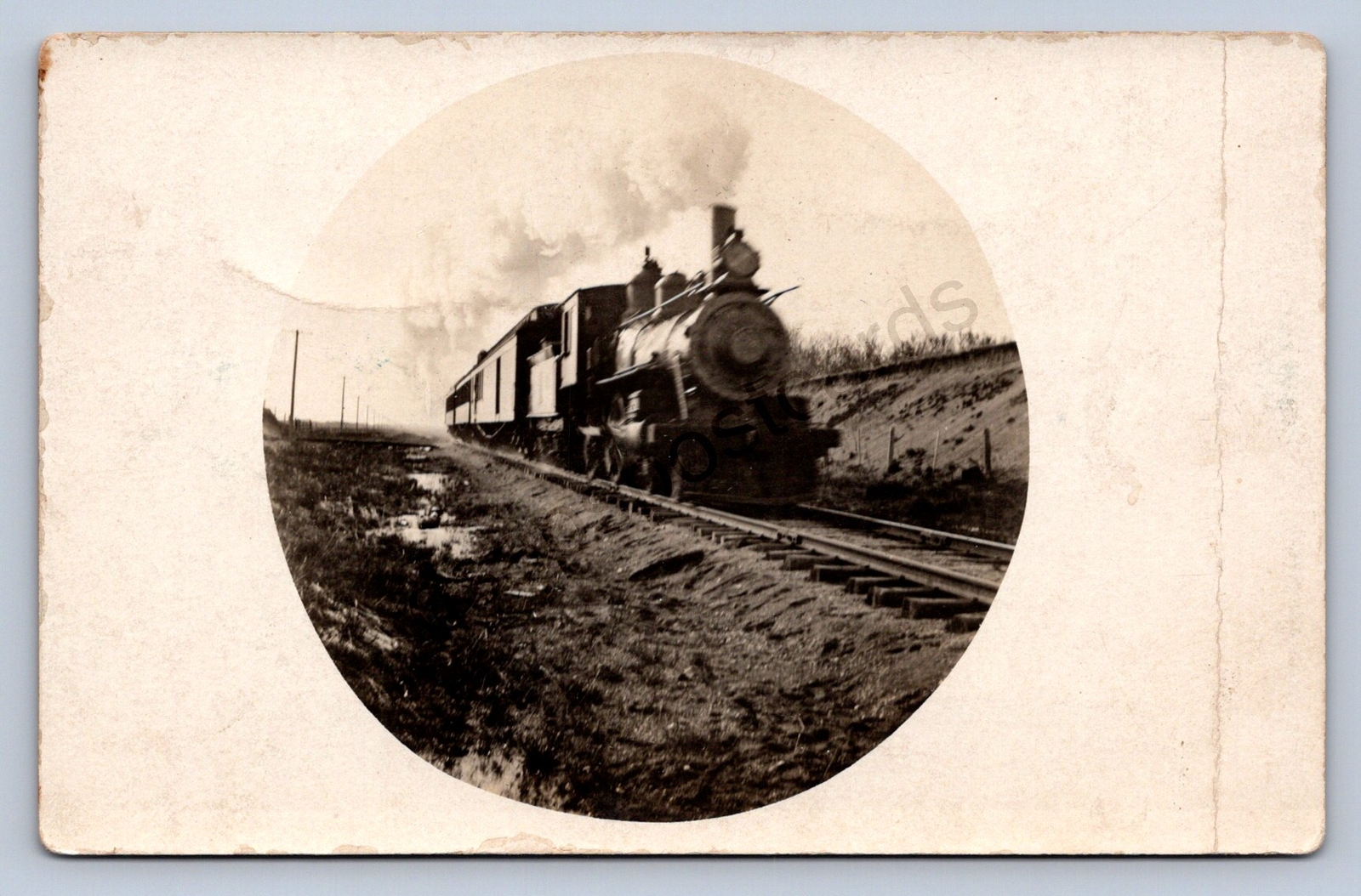 K6/ Interesting RPPC Postcard c1910 Steam Locomotive Early Railroad 160