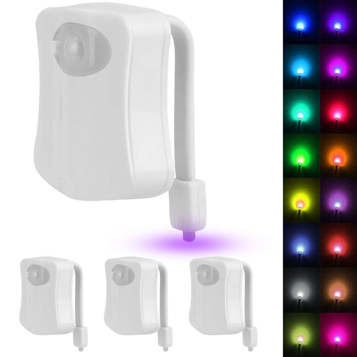 4Pcs Motion Activated LED Bathroom Toilet bowl Night Light 16 Colors Kids Safe 4Pcs Motion Activated LED Bathroom Toilet bowl Night Light 16 Colors Kids Safe