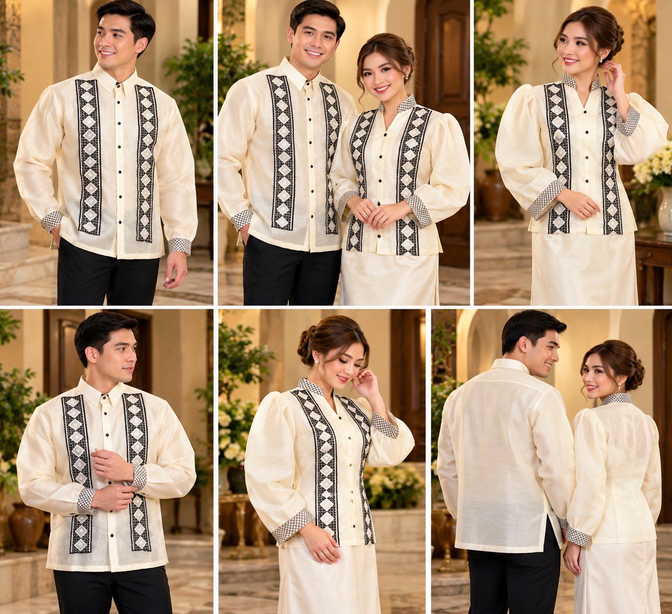 Elegant Filipiniana Couple Set – Embroidered Barong & Matching Women’s Blouse