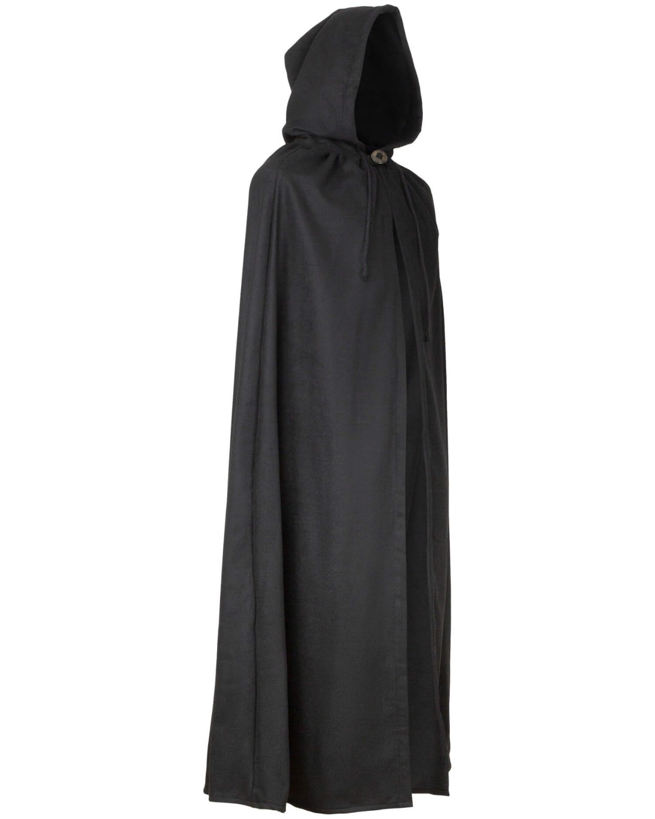 Aaron Wool Hooded Cloak Black Medieval LARP Renaissance Cape One Size New