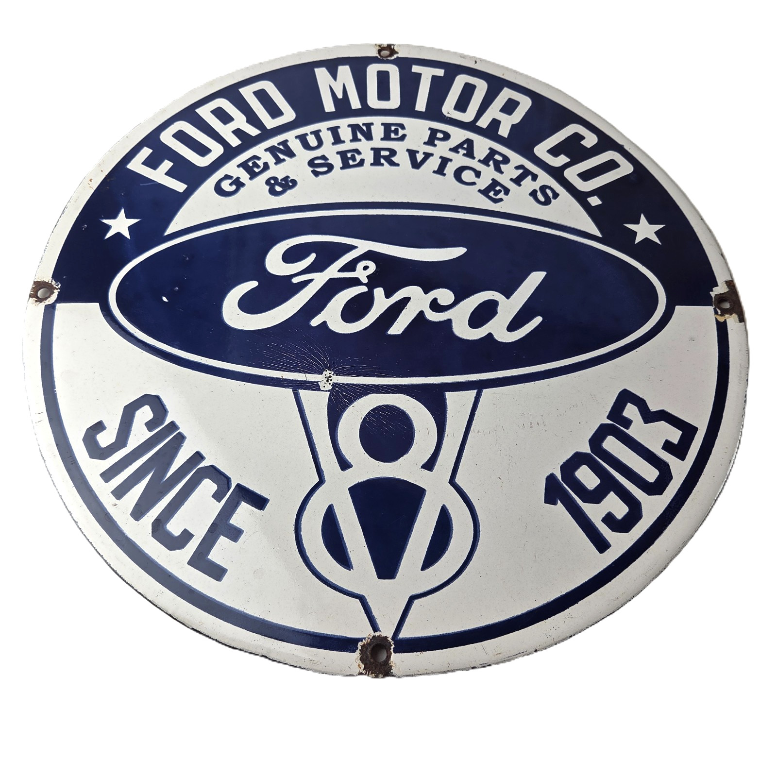 Vintage Ford Motors Sign - V8 Genuine Parts Service Dealership Porcelain Sign Vintage Ford Motors Sign - V8 Genuine Parts Service Dealership Porcelain Sign