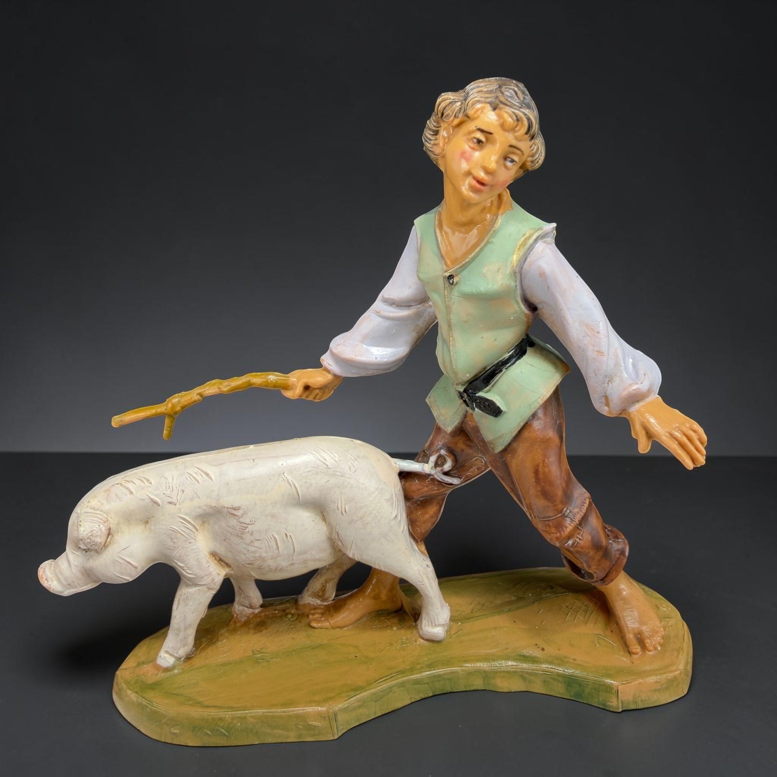 Fontanini Simonetti Boy with Pig Nativity Village Figure 1983 Depose Italy 223 Fontanini Simonetti Boy with Pig Nativity Village Figure 1983 Depose Italy 223