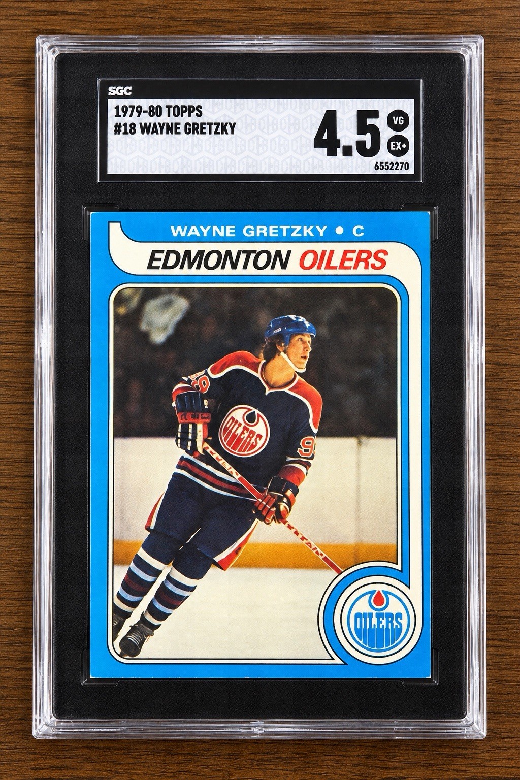 Topps 1979-80 Wayne Gretzky #18 Rookie Base Edmonton Oilers SGC 4.5 Topps 1979-80 Wayne Gretzky #18 Rookie Base Edmonton Oilers SGC 4.5