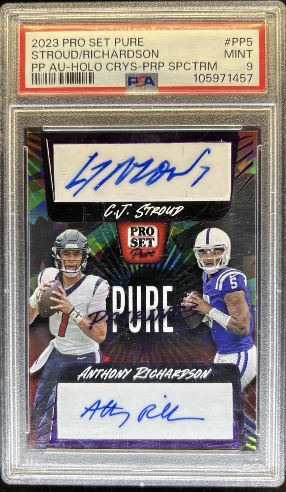 2023 Pro Pure C.J. Stroud Anthony Richardson Pairings Crystal Red Auto 1/2 PSA 9