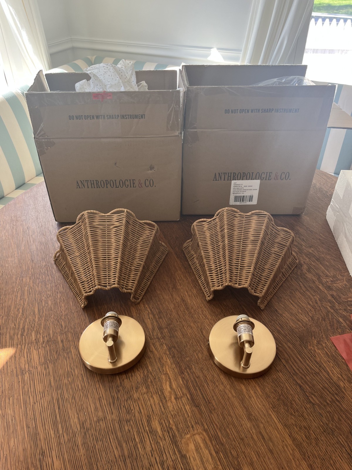 Anthropologie Sutton Wall Sconces – Pair (Open Box, Never Installed)