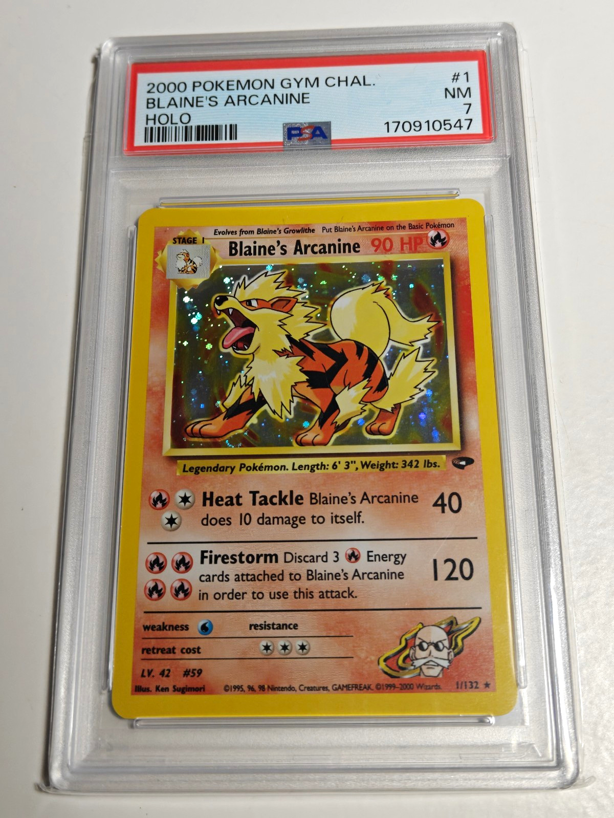 Wizards Pokémon TCG Blaine's Arcanine Gym Challenge Holo 1/132 PSA 7 Wizards Pokémon TCG Blaine's Arcanine Gym Challenge Holo 1/132 PSA 7