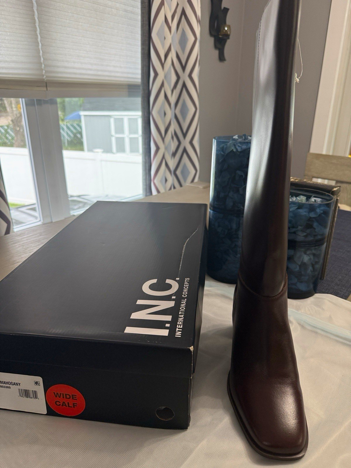 I.N.C. International Concepts Elanii Womens Knee High Boot Leather Mahogany