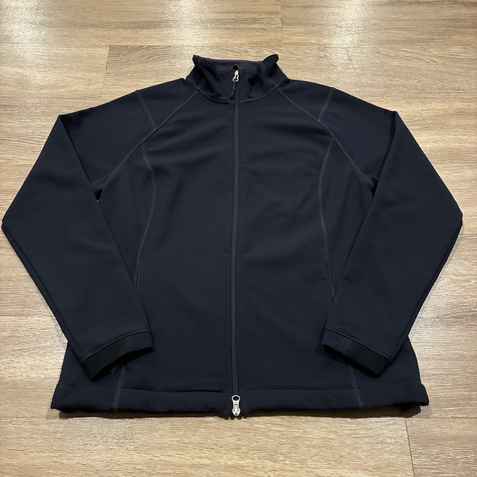 Lands End Women’s Jacket Navy Blue Size L Large Grid Lined Full Zip Lands End Women’s Jacket Navy Blue Size L Large Grid Lined Full Zip