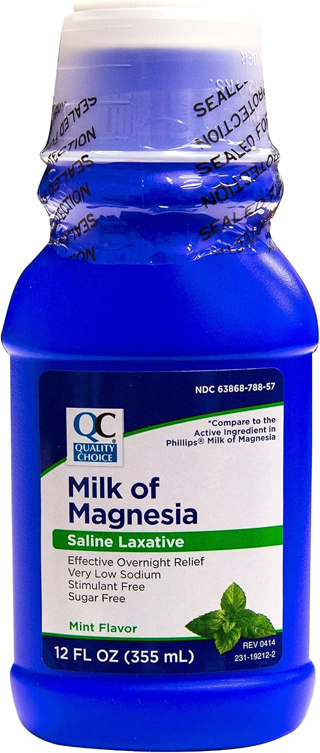 5 Pack Quality Choice Milk of Magnesia Saline Laxative, Mint, 12 fl oz