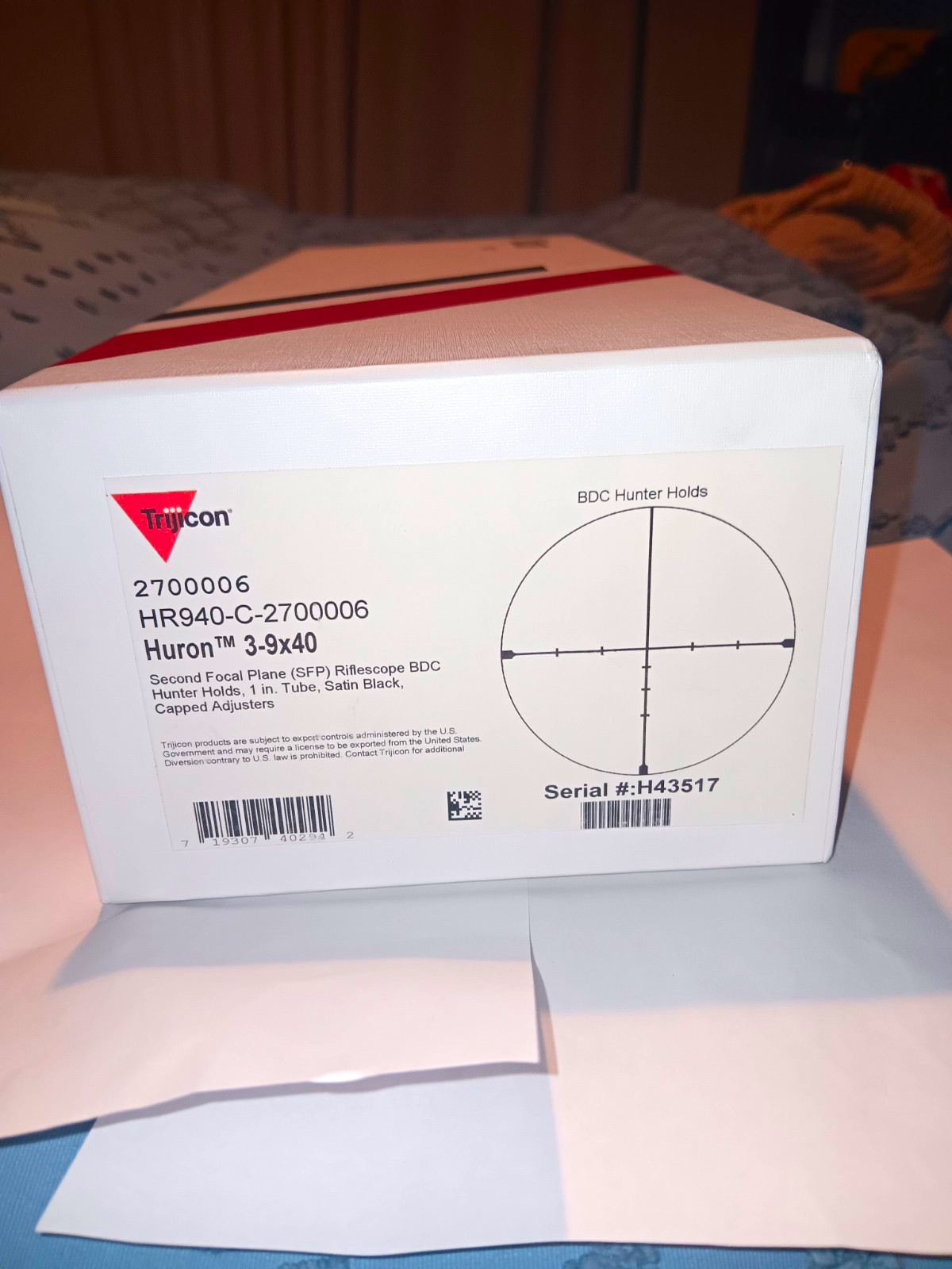 Trijicon Huron 3-9x40 Riflescope 1in Tube SFP BDC Hunter Holds Black Trijicon Huron 3-9x40 Riflescope 1in Tube SFP BDC Hunter Holds Black