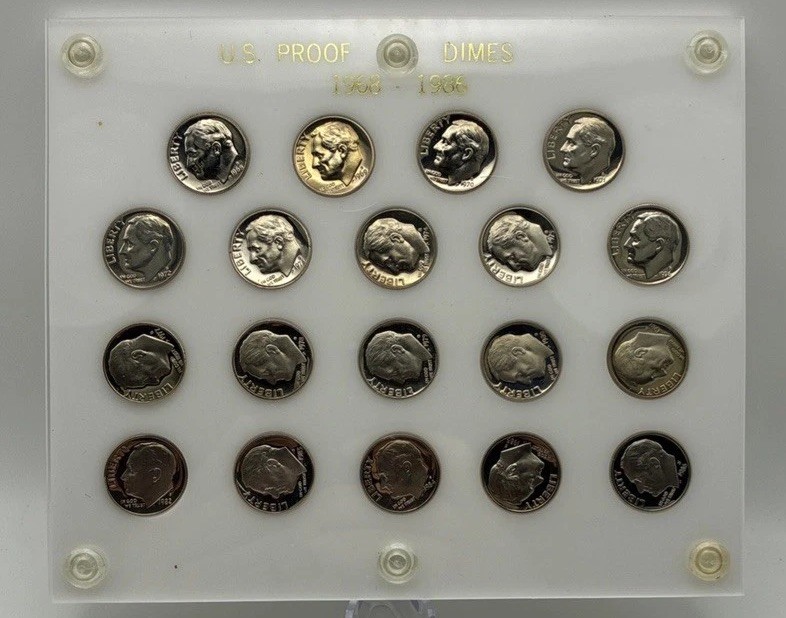 1968-S thru 1986 S Clad Rare Capital Plastic Holder Proof Roosevelt Dimes Set 1968-S thru 1986 S Clad Rare Capital Plastic Holder Proof Roosevelt Dimes Set