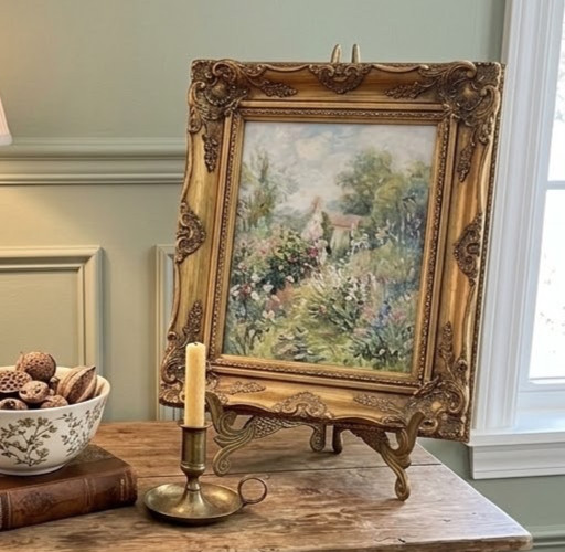 Vintage Solid Brass Folding Display Easel 9\