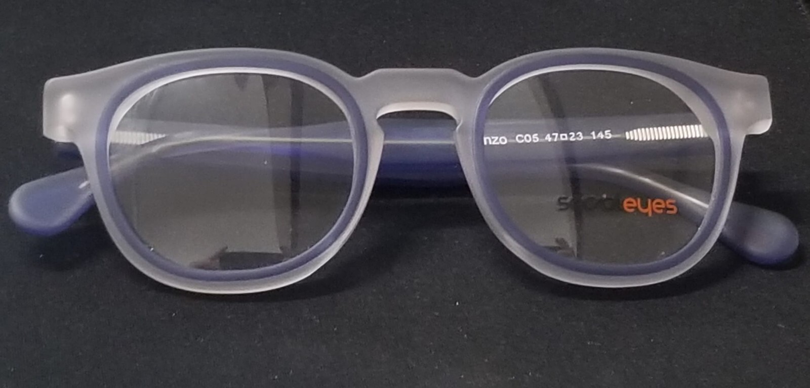 SOCIAL EYES #Enzo C05 EYEGLASSES FRAME ROUNDED PLASTIC CLEAR & BLUE 47-23-145 SOCIAL EYES #Enzo C05 EYEGLASSES FRAME ROUNDED PLASTIC CLEAR & BLUE 47-23-145