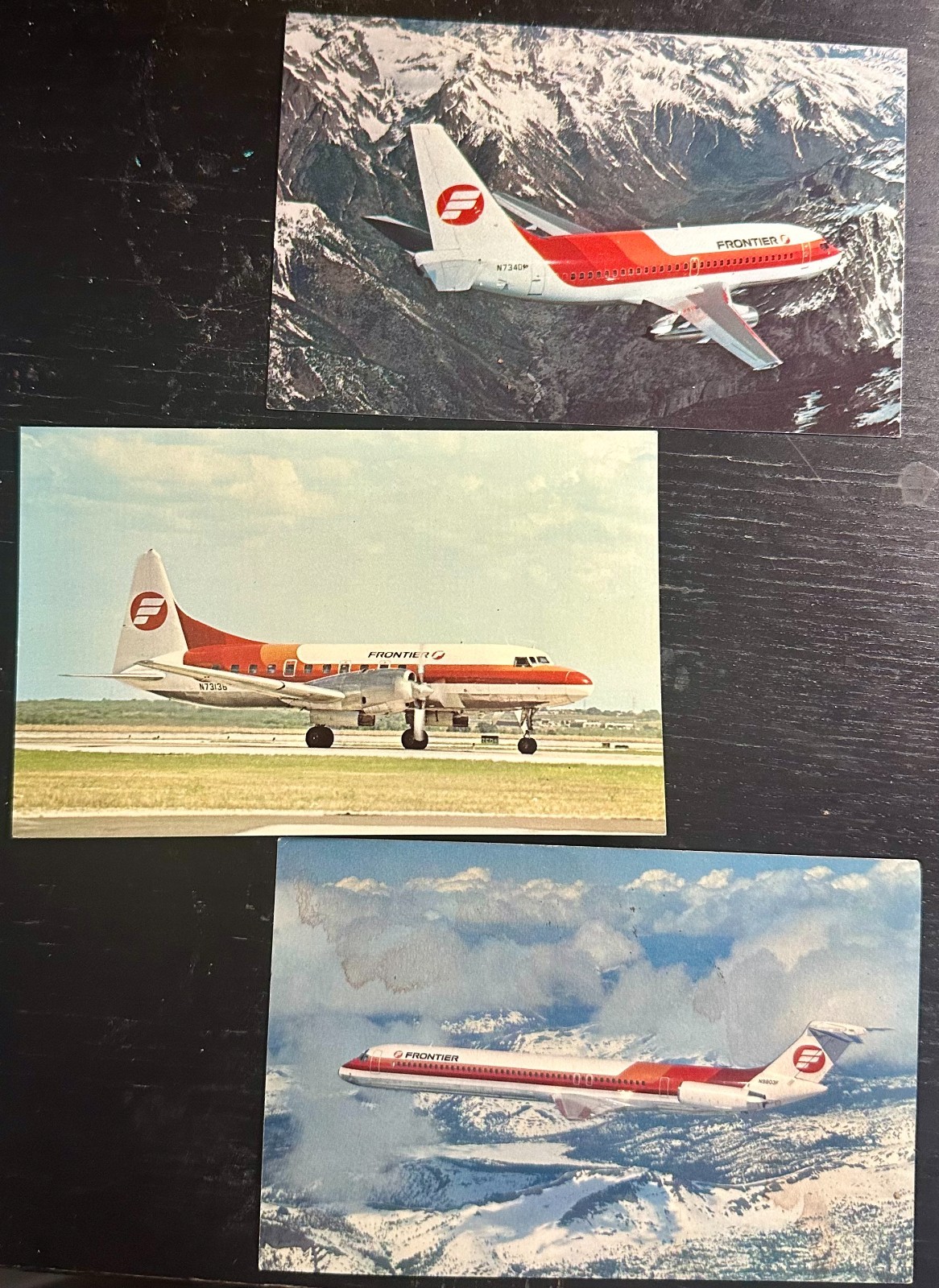 FRONTIER AIRLINES POSTCARDS Lot of 3: Convair 580, Boeing 737, DC-9 Super 80 FRONTIER AIRLINES POSTCARDS Lot of 3: Convair 580, Boeing 737, DC-9 Super 80