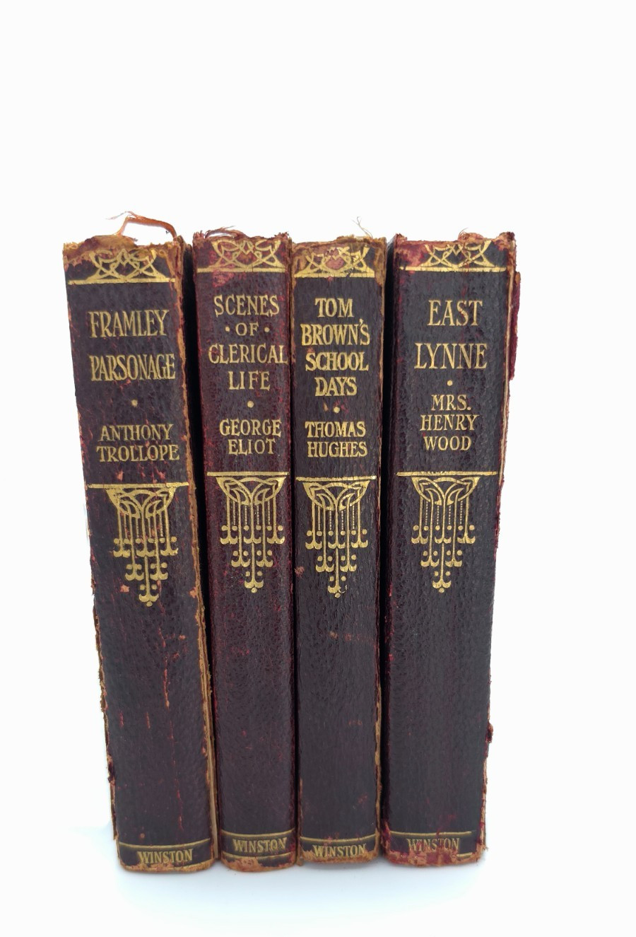 Antique John C Winston Classics 4 Book Set Gilt Bindings c1900s 6” Decorative