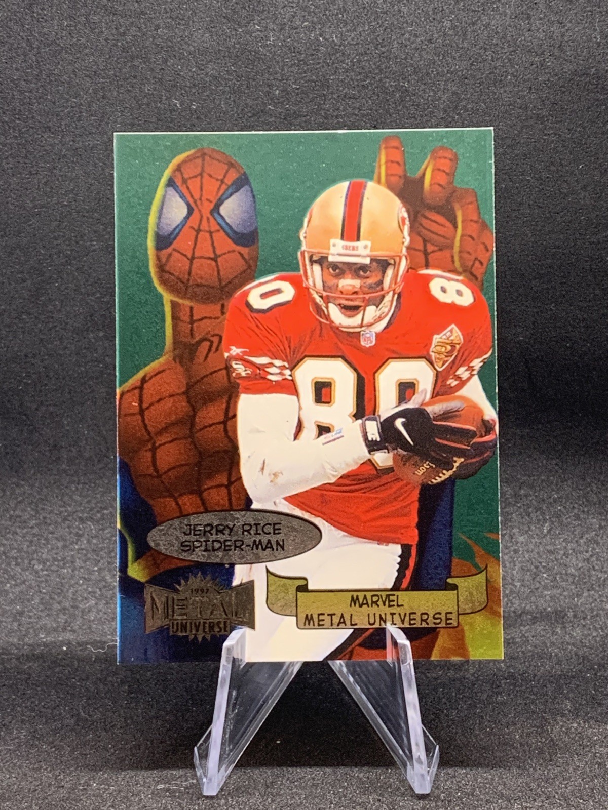1997 SkyBox Metal Universe Jerry Rice Spider-man MARVEL SP set Insert # 6/20