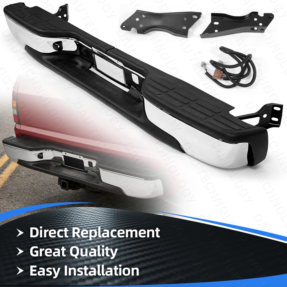 Rear Step Bumper For 99-07 Chevy Silverado GMC Sierra 1500 2500 Chrome Complete