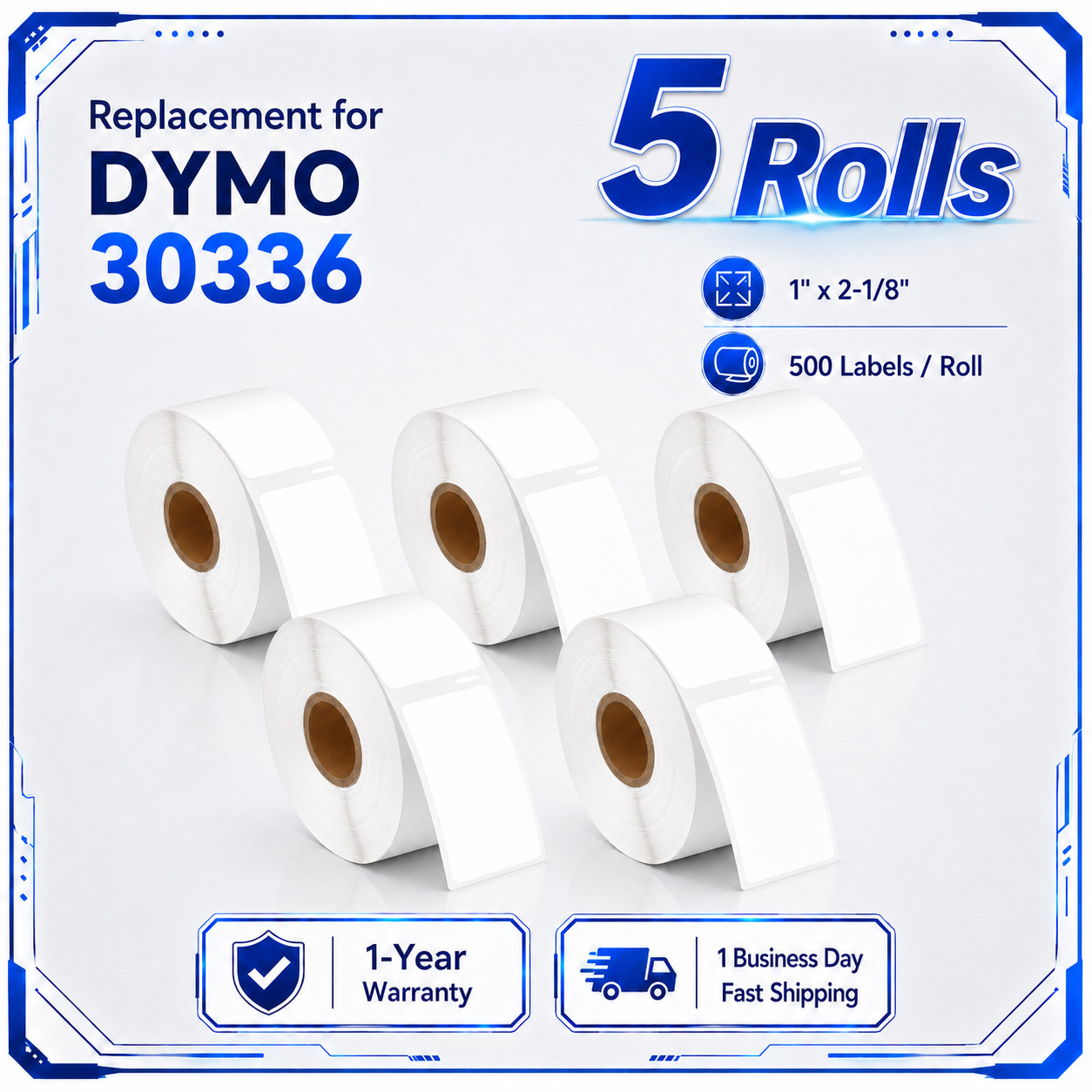 DYMO 30336 Multipurpose Labels Fit for LabelWriter 450 4XL  1” X 2 1/8” 5 Rolls