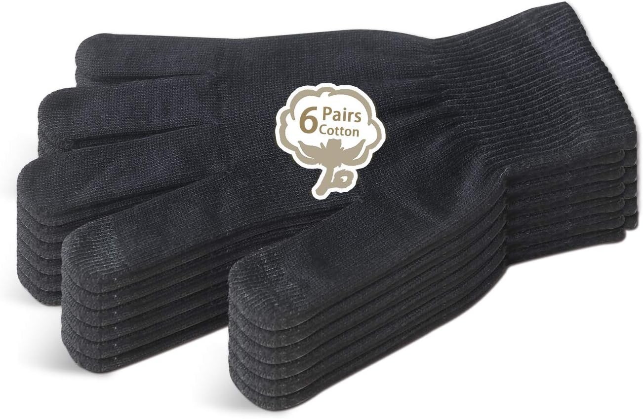 EvridWear Unisex Moisturizing Cotton Touchscreen Lightweight Gloves 6 Prs