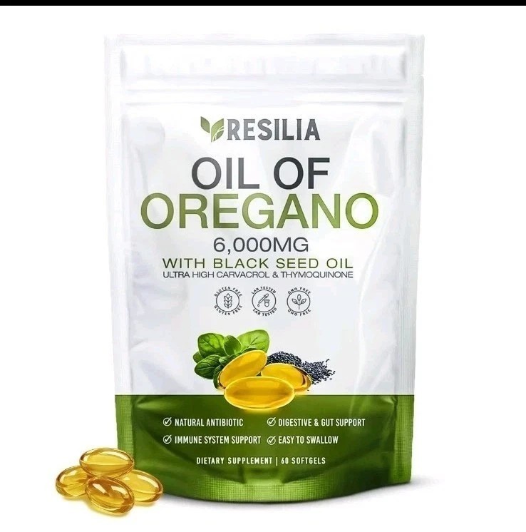 Resilia Oil of Oregano 6000mg with Black Seed Oil Softgels – 60 Capsules 1-5x Resilia Oil of Oregano 6000mg with Black Seed Oil Softgels – 60 Capsules 1-5x