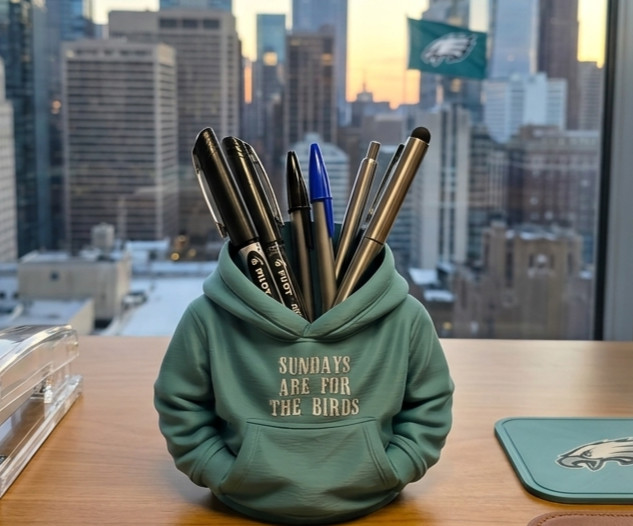 SUNDAYS are for THE BIRDS Philadelphia Football Pencil Desk Organizer Pen Cup