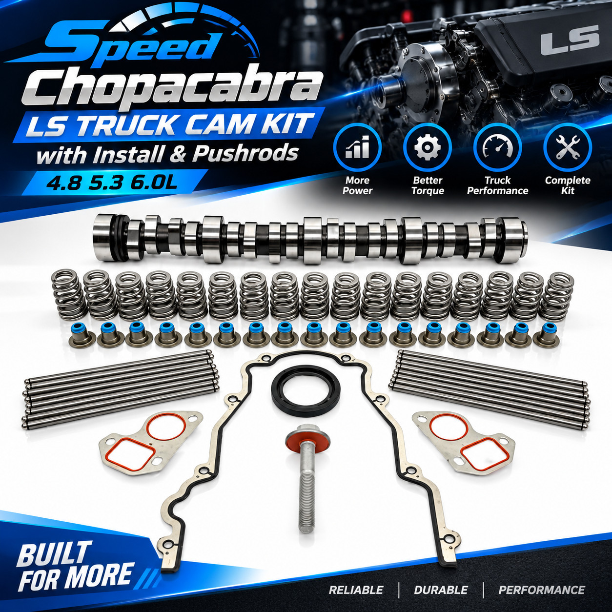 New Truck Cam Kit For GM Speed Chopacabra LS w/ Install & Pushrods 4.8 5.3 6.0L