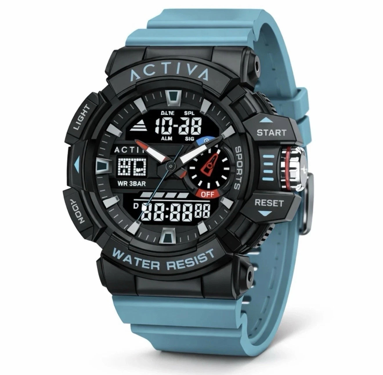 Activa Vord X Invicta Digital Men’s Watch 49mm Light Blue ACW8043-007 New In Box