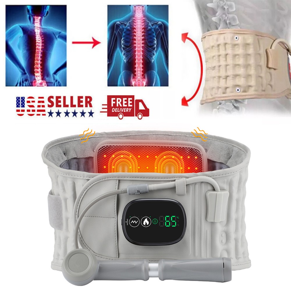 Inflatable Heating Massage Decompression Belt Lumbar for Lower Back Pain Relief