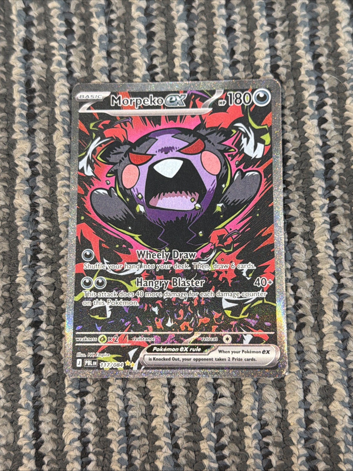 Pokemon TCG Morpeko EX 117/084 PBL Full Art Holo Rare English HEAVILY PLAYED Pokemon TCG Morpeko EX 117/084 PBL Full Art Holo Rare English HEAVILY PLAYED