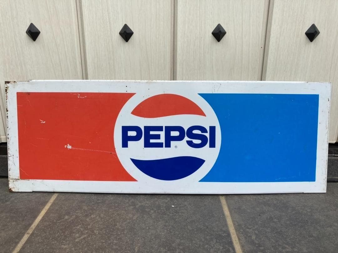 Pepsi Vintage Sign Large 58cm Wide 1970s Logo Metal Wall Decor Collectible