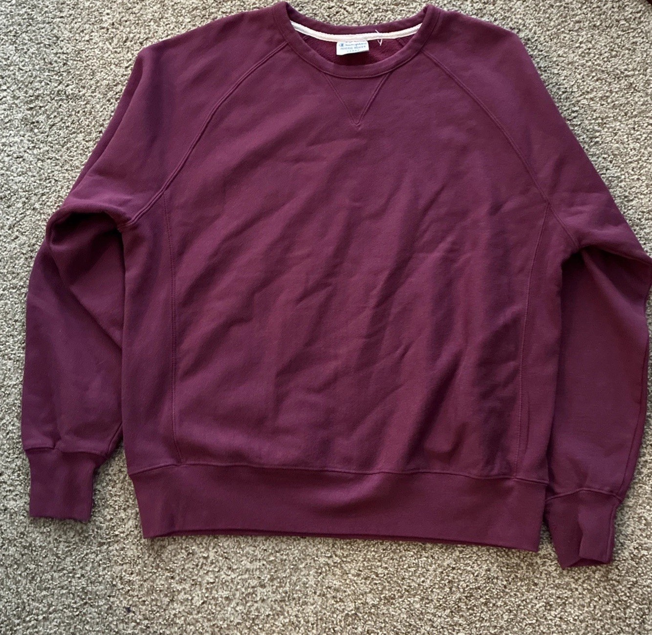 Champion Reverse Weave Sweatshirt Men Classic Vintage Wash Size Large Maroon NWT