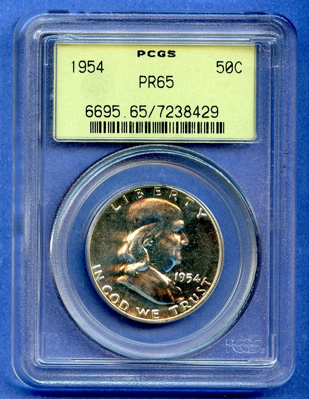 1954 P PCGS PR65 Franklin Half Dollar 50c US Silver Proof 1954-P PF-65 OGH