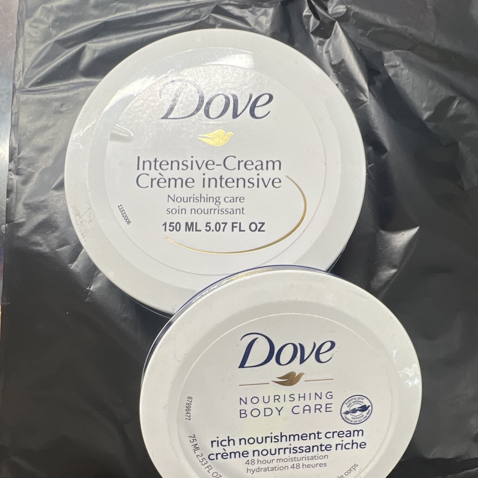Dove Intensive Cream 5 oz and Body Care Cream 2.53