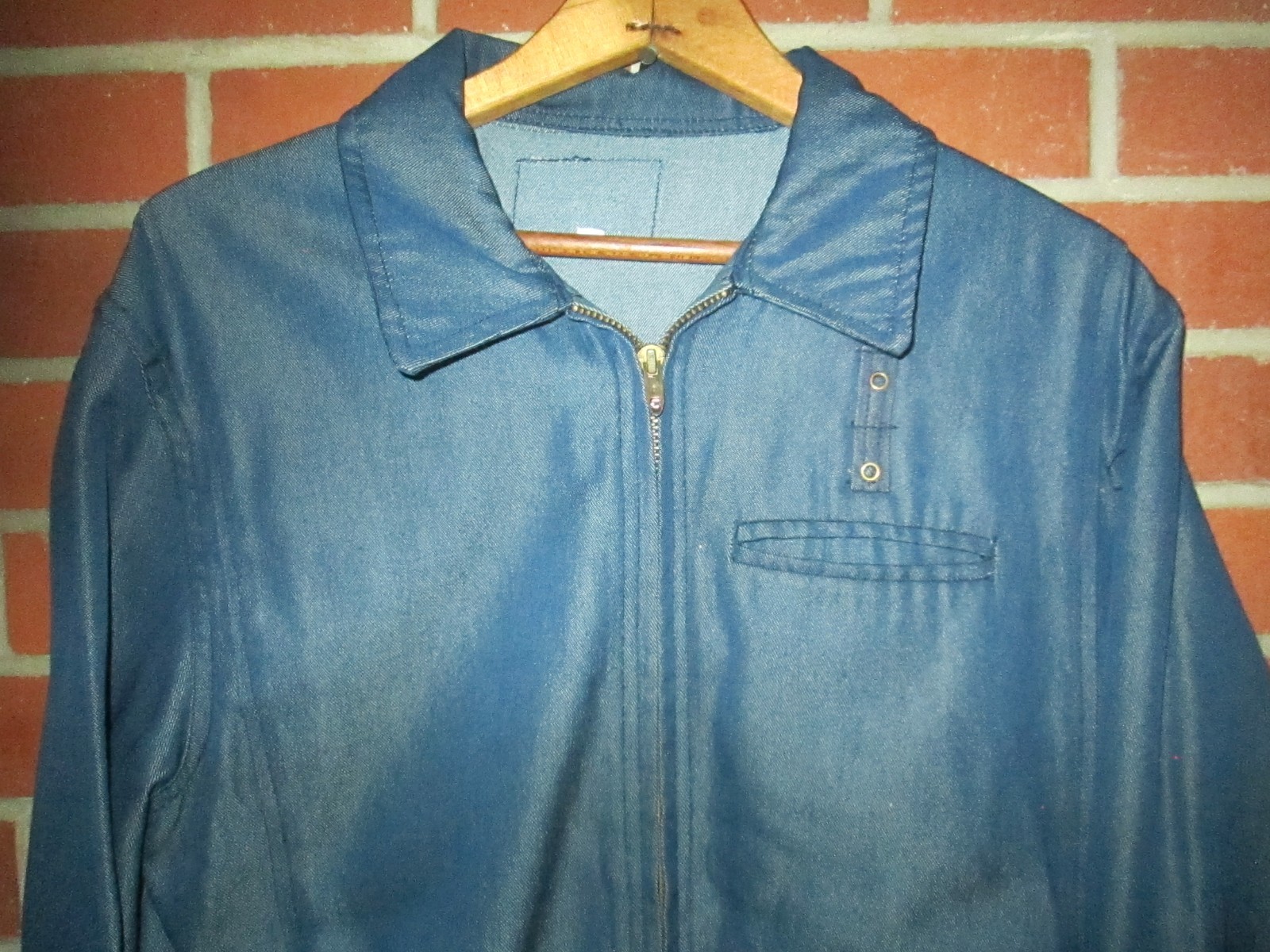 TALON ZIPPER Vtg 70s 80s Denim Work Wear Utility Garage Shirt jacket gas station
