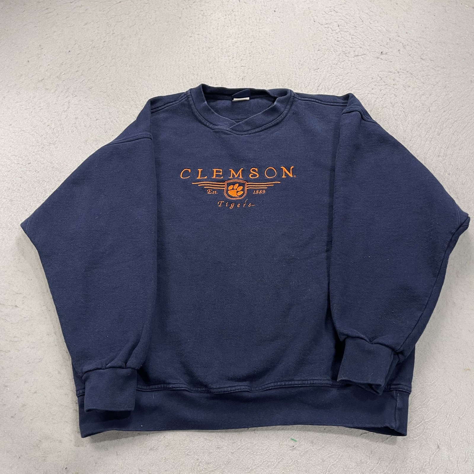 VINTAGE Clemson Tigers Sweatshirt Mens XL Blue Embroidered Crewneck NCAA 90s
