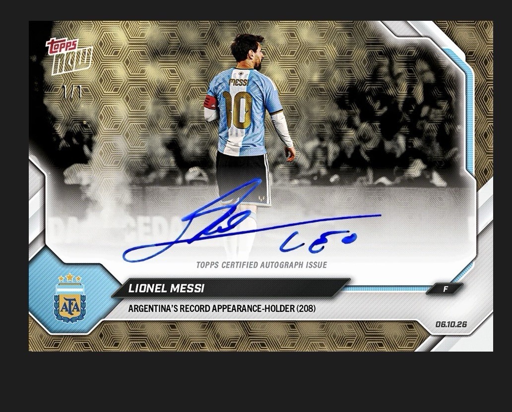 Lionel Messi - 2026 Topps NOW - Final Farewell Presale Chance At 1/1 Auto 1 card Lionel Messi - 2026 Topps NOW - Final Farewell Presale Chance At 1/1 Auto 1 card