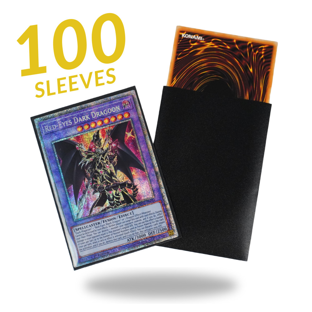 Yu-Gi-Oh Black Card Sleeves, 100 Pcs per Pack, Matte Card Sleeves Size 62x89m