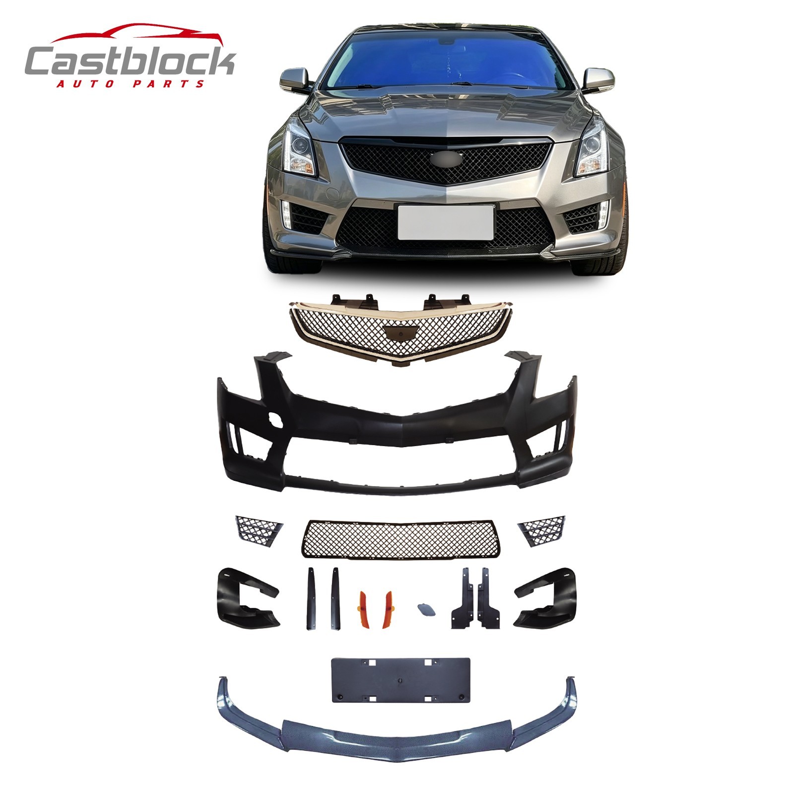 For 2014-2019 Cadillac ATS to ATS-V style Front Bumper Cover Kit w/Grille