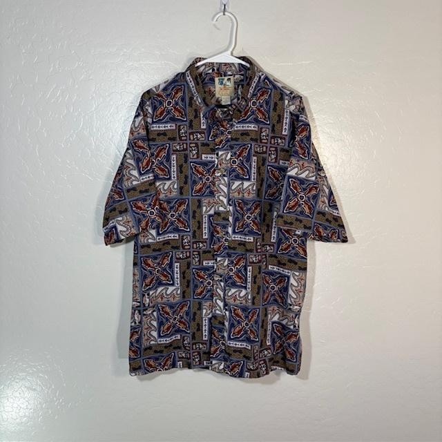 Kahala John Severson Hawaiian Shirt Mens XL Blue Fish Print Aloha Made in Hawaii