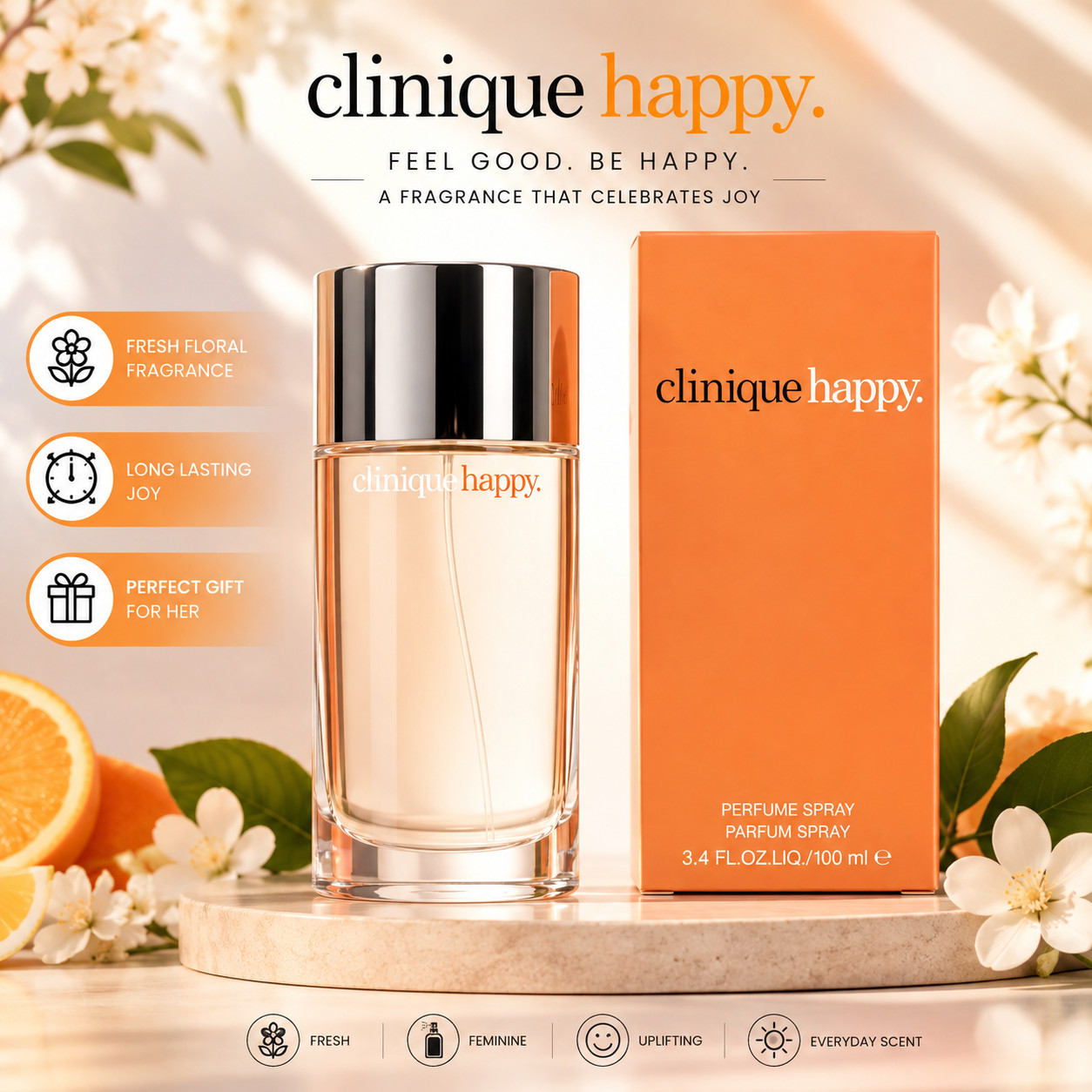 HAPPY Clinique women 3.4 oz edp Perfume spray NEW IN BOX HAPPY Clinique women 3.4 oz edp Perfume spray NEW IN BOX