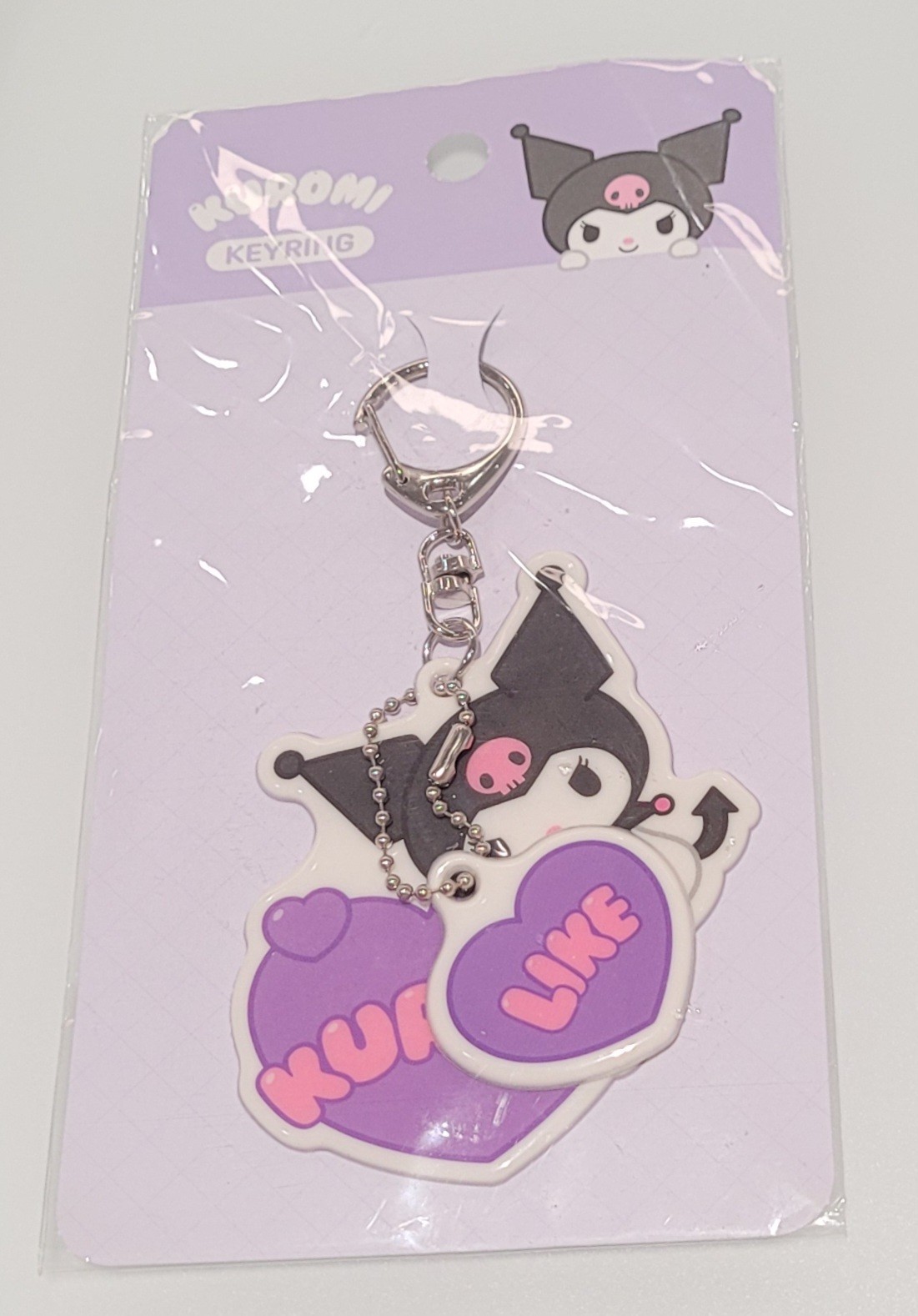 Authentic Sanrio Korea Kuromi Heart Like Rubber Keyring Keychain Import NIP New
