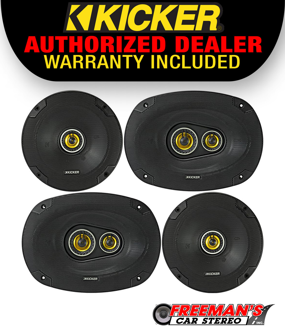 Kicker 46CSC6934 + 46CSC674 CS-Series Coaxial Car Speakers 4 Pack Speaker Bundle Kicker 46CSC6934 + 46CSC674 CS-Series Coaxial Car Speakers 4 Pack Speaker Bundle