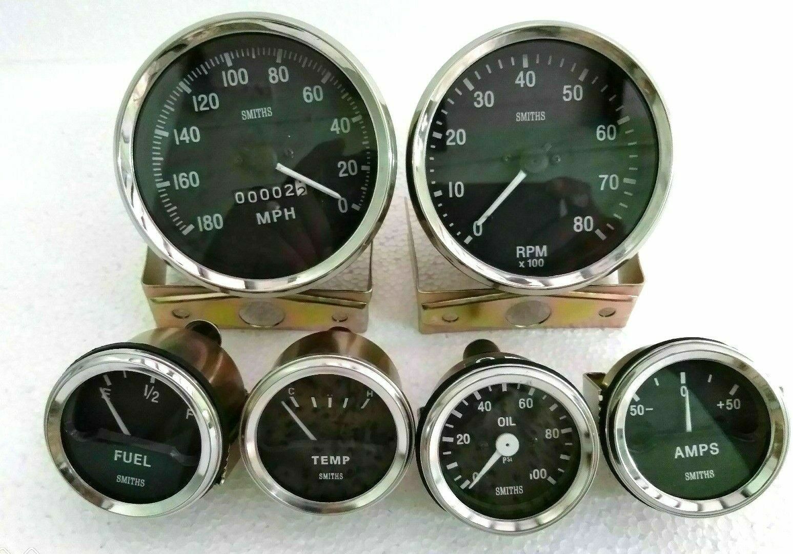 Smiths Replica Kit- Elec Temp + Oil + Fuel + Amp Gauge+Speedometer +Tacho 100 mm