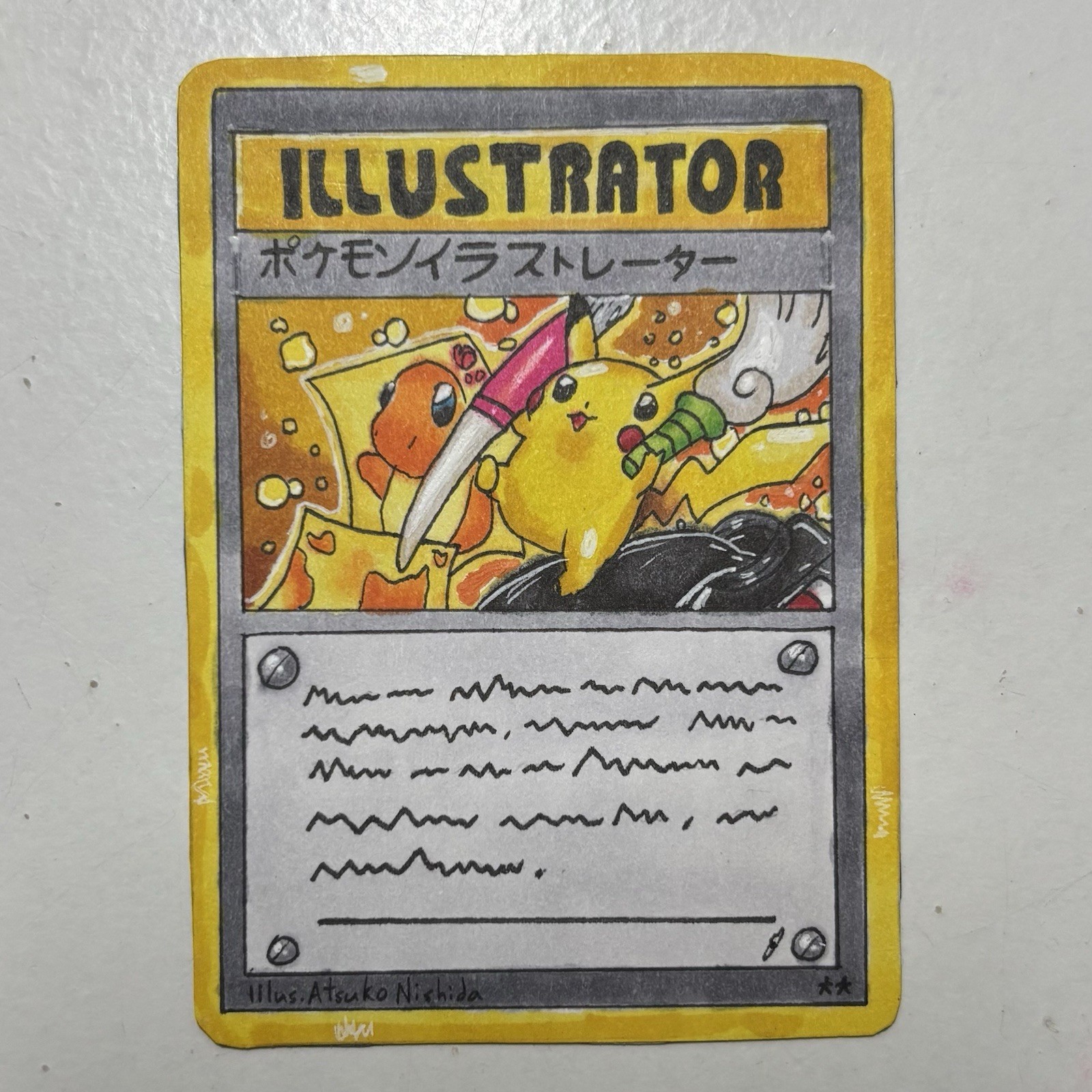 Original Hand-Drawn Pikachu Illustrator Inspired Pokémon Fan Art Drawing 1/1